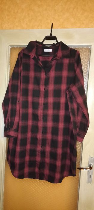 Красива, карирана, дамска, макси туника тип риза на марката-Janina