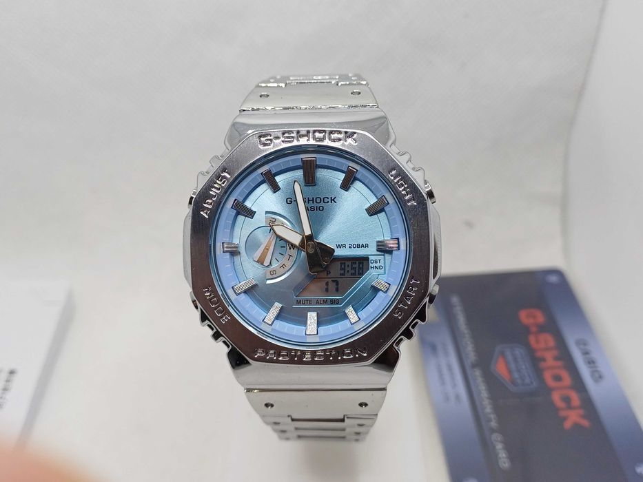 Ceas Sport Barbatesc Casio g shock Full metal GM 2110d Silver Ciel Nou,Garantie 2 ani