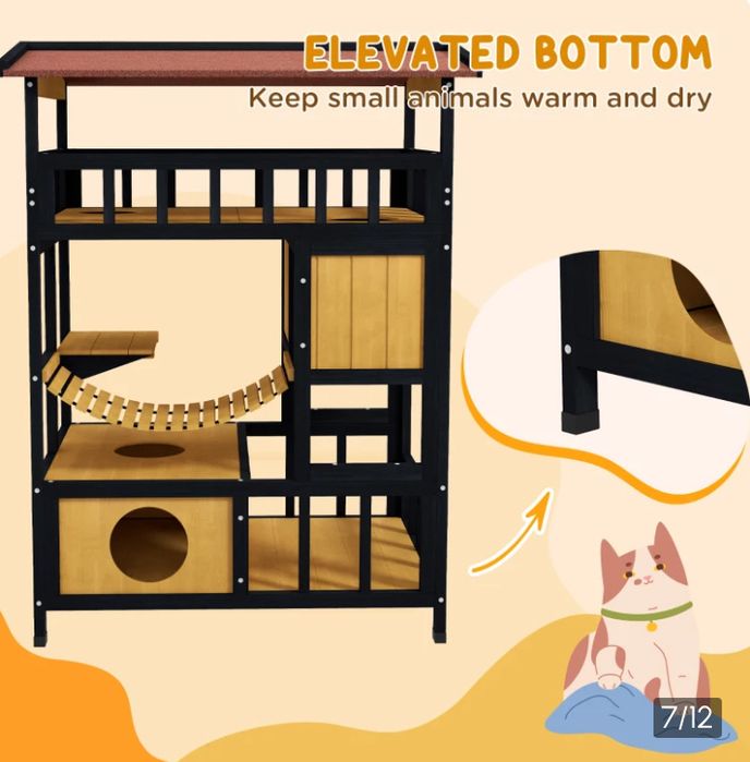 Външна катерушка / къщичка за котки PawHut