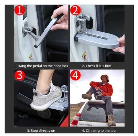 Допълнителна степенка за врата на кола, джип, бус, сгъваема, сива 8бр.