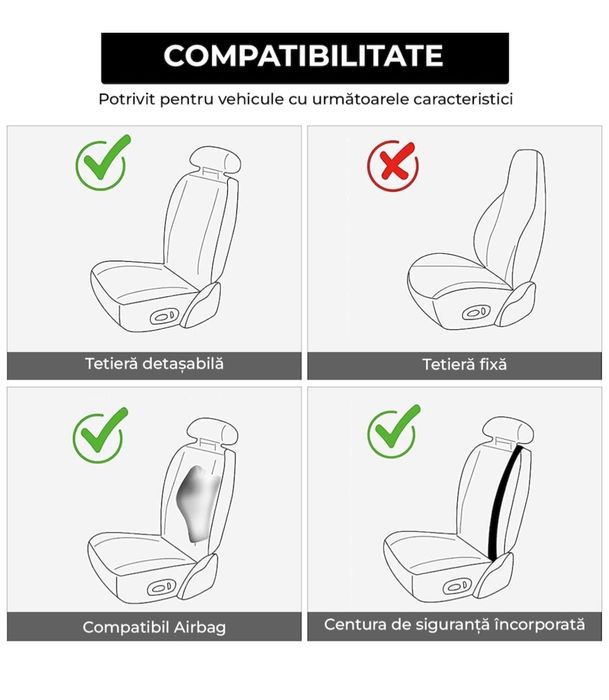 Set 2 huse scaune auto universale, imitație de piele