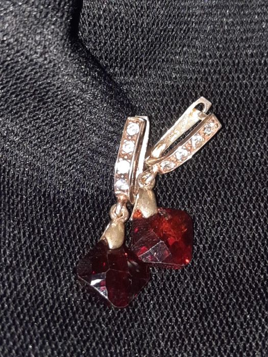 Серьги гранат серебро 925