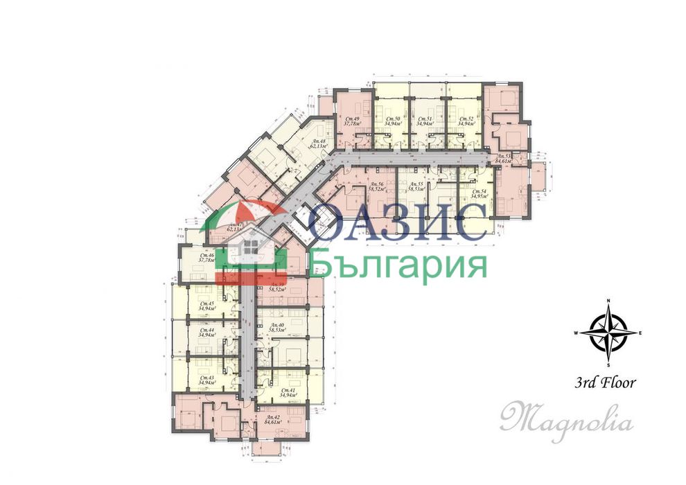 Студио "до ключ" в новия комплекс "Магнолия 10", Слънчев бряг, 37.78 кв.м,