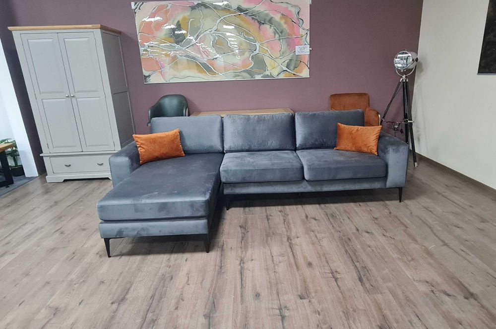 ПРОМОЦИЯ!!! Сив ъглов диван от плат Merlin