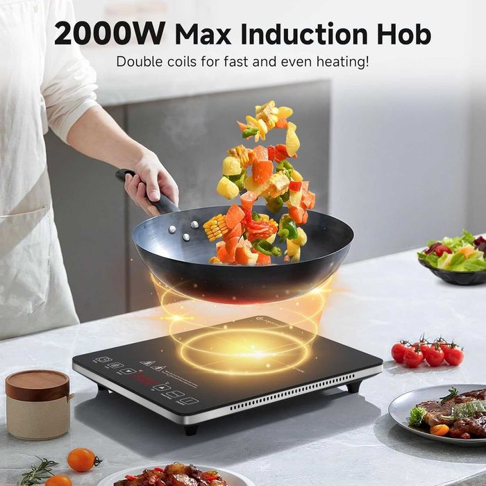 Преносим Индукционен Котлон AMZCHEF, 20 Температурни Нива, 2000W