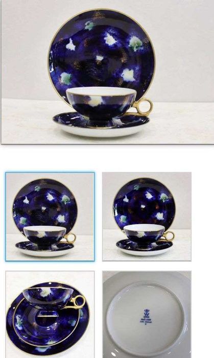 Старинный фарфор. Чайное трио "Звёздная ночь".