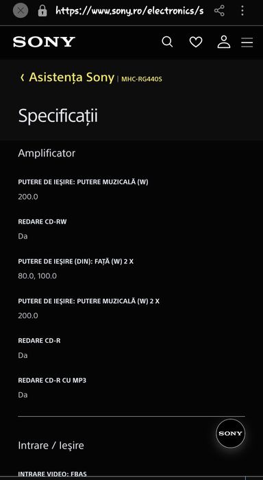 Sistem audio Sony MHC-RG440S