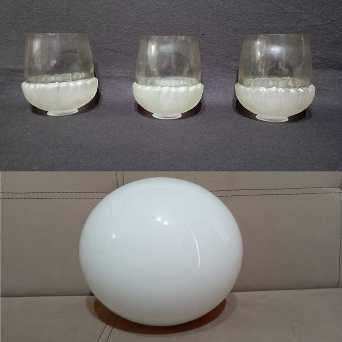 Много голяма стъклена сфера - глобус за лампа или полилей