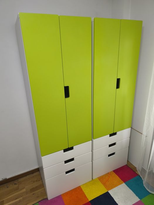 Set mobilier complet copii dulap dormitor Stuva Ikea alb verde