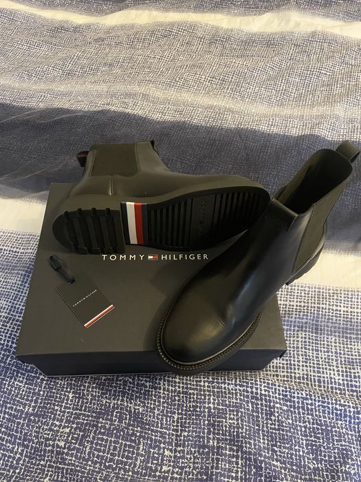 Cizme Tommy Hilfiger din piele, Negru