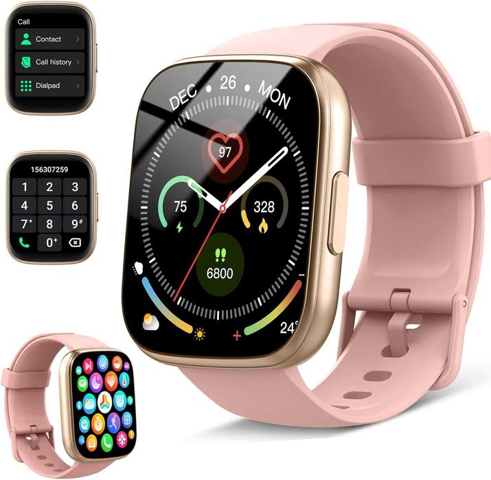 Смарт часовник 1.95" HD дисплей, Bluetooth обаждания,пулс и сън –Розов