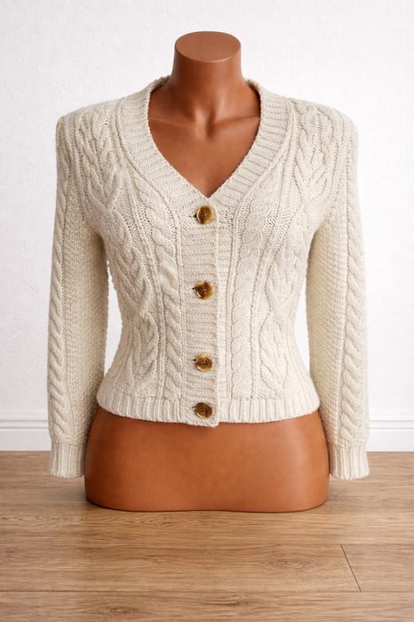 Cardigan M&S crem tricotat gros mărimea S