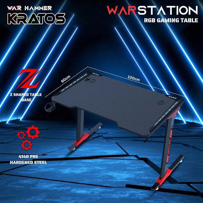 Геймърско компютърно бюро  RGB,  повърхност от карбонови влакна №7