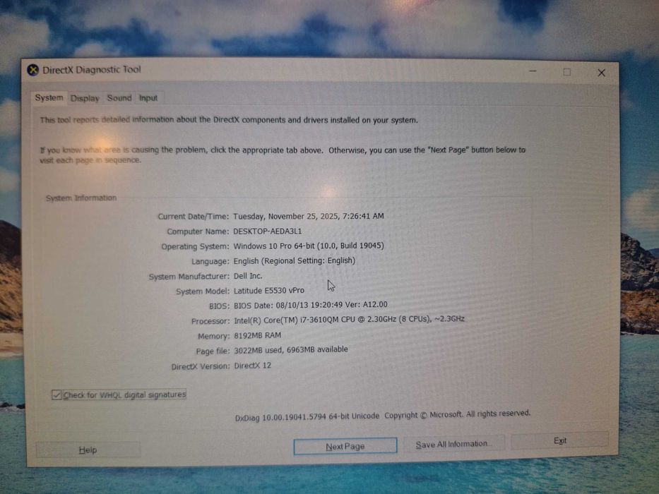 Laptop Dell Latitude E5530 i7 quad core ssd 240 gb ram 8 gb