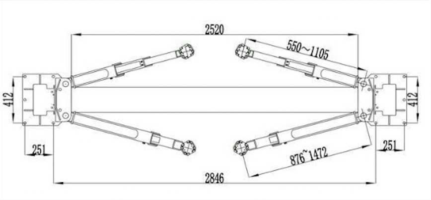Elevator 2 coloane 4T brate fata 3 segmente/asimetrice, cod-SW4000AG