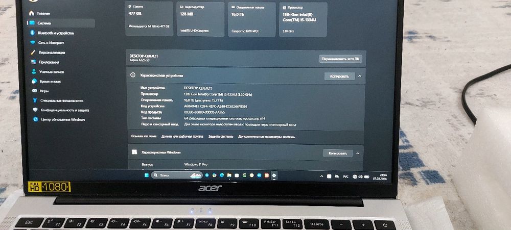 Acer Aspire 3 15 A325-53 ( Intel Core i5-1334U | DDR4 16GB | SSD 512GB