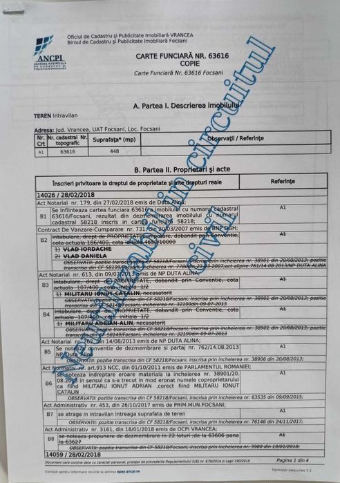 Terenuri de vanzare, loc. Focsani, jud. Vrancea