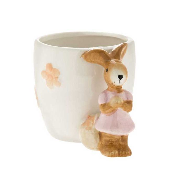 Великденска чаша Mercado Trade, Бяло зайче с дръжка, Два модела, Бяла