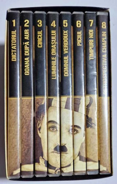 colecția completă cu dvd-uri clasice cu marele charlie chaplin ediția dilema veche 2010 noi sigilate originale cu timbre