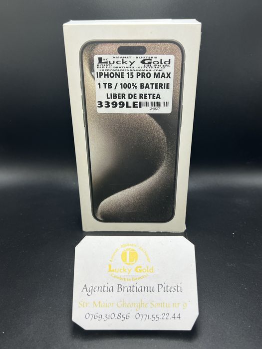 Iphone 15 pro max 1 tb 100% baterie cod 24027
