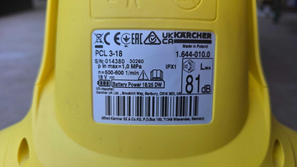 Aparat de curatat terase Karcher, PCL 3-18