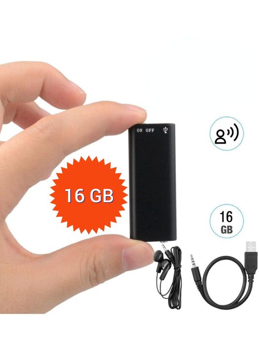 Мини Шпионски Аудио Рекордер 16 GB Диктофон Записвачка MP3 плейър
