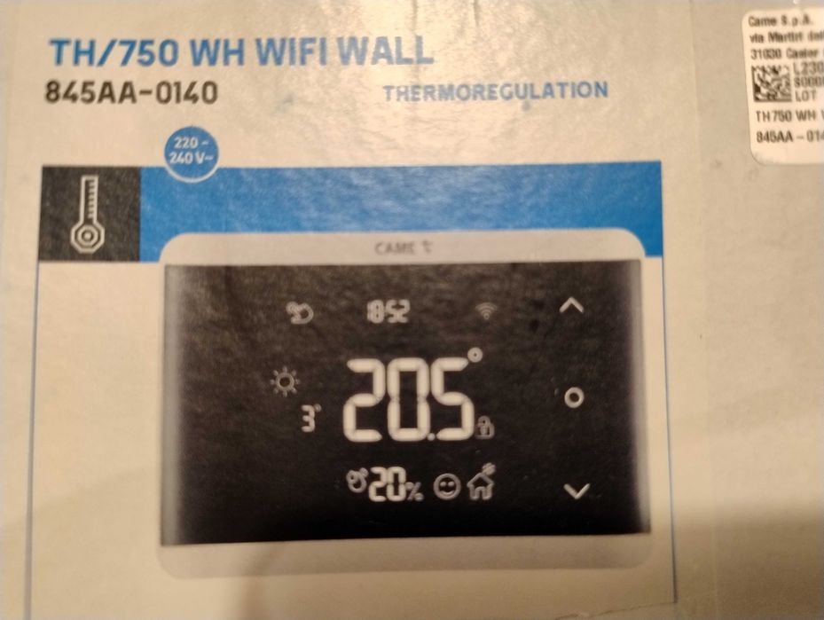 Wifi термостат CAME TH/750 WH WIFI WALL 845AA-0140 Amazon Alexa