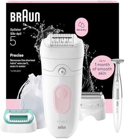 Нов Braun Silk Epil 5 Wet Dry Епилатор за Жени с Тример и Самобръсначка Браун 5-251