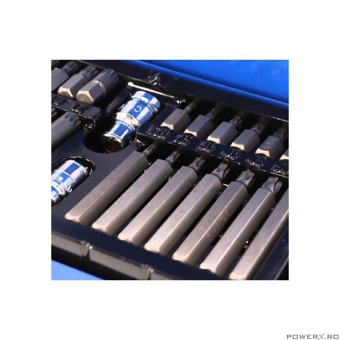 Trusa biti, imbusuri, torx, canelat, 40 piese, Silver