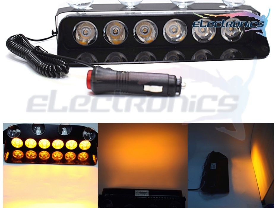 6 LED диода Аварийна лампа за пътна помощ, жълтa сигнална лампа 18 W