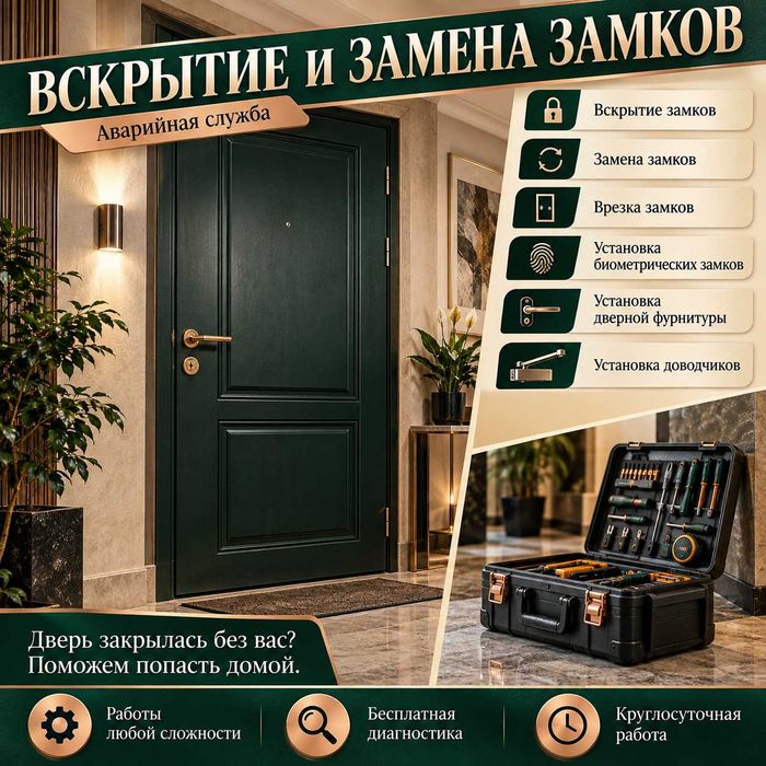 Врезка замка в металлическую дверь/ремонт замков/вскрытие ворот гаража