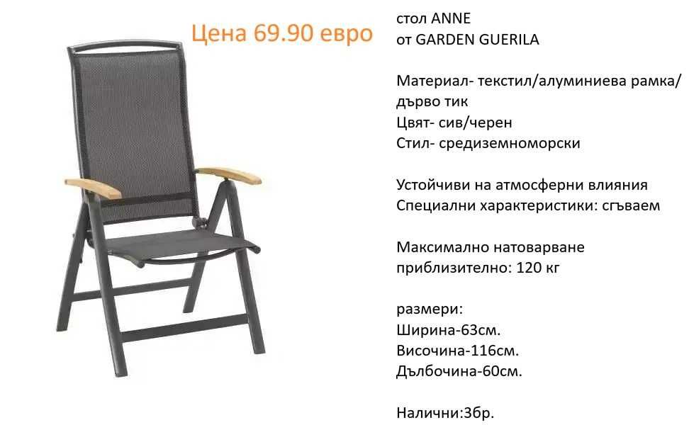 РАЗЧИСТВАМЕ СКЛАДА   градински столове единични бройки на цена от