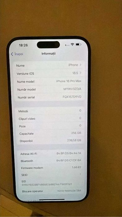 Vand iphone 16 pro max black impecabil