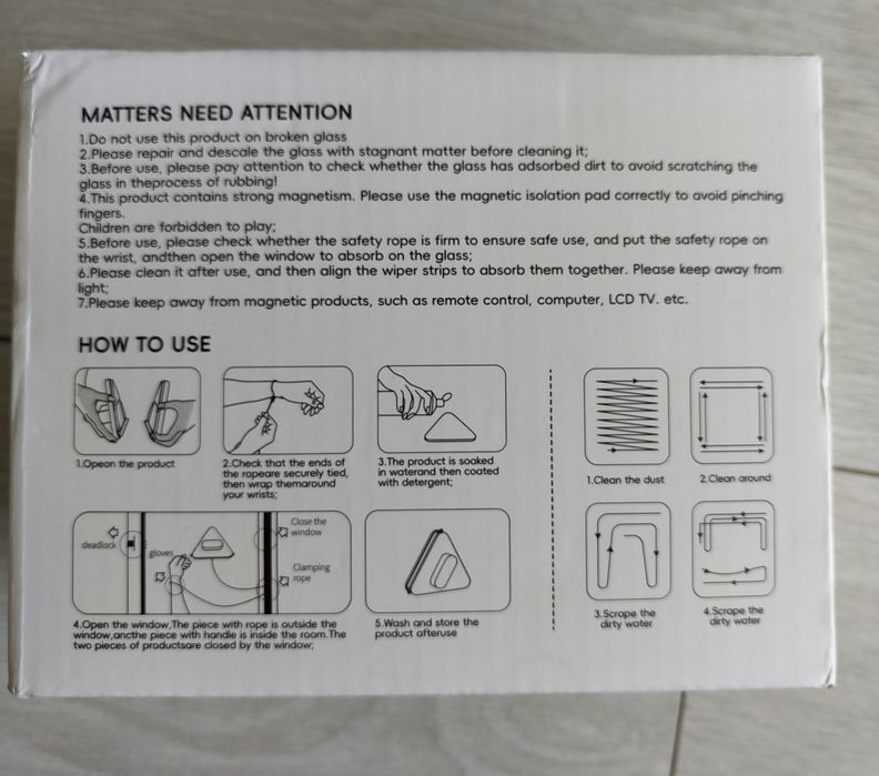 Уред за почистване на прозорец с магнит -двустранно