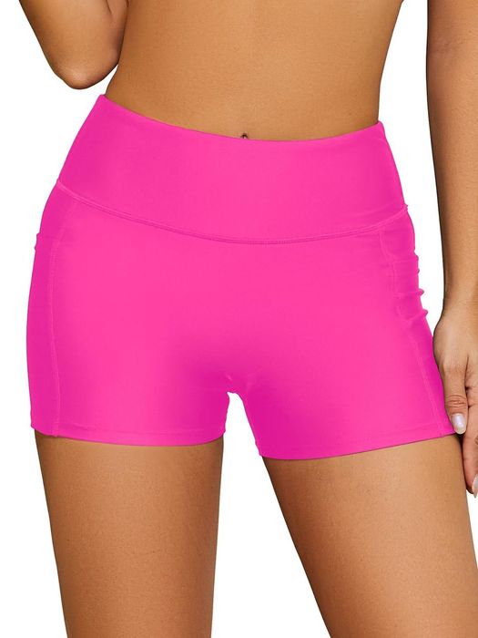 Pantaloni Scurți Costum de Baie Damă M – Talie Înaltă, Roz Intens*