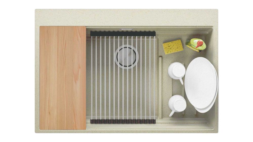 БЕж кухненска мивка от гранит Осло 80 Max Multilevel 780 x 530 mm