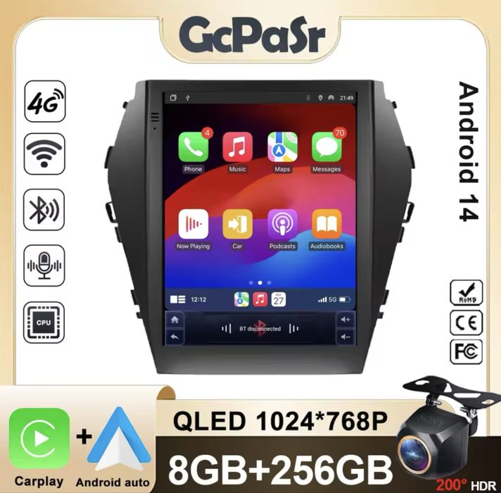 Navigatie Hyundai santafe Android 14, 9.7” Carplay 5G