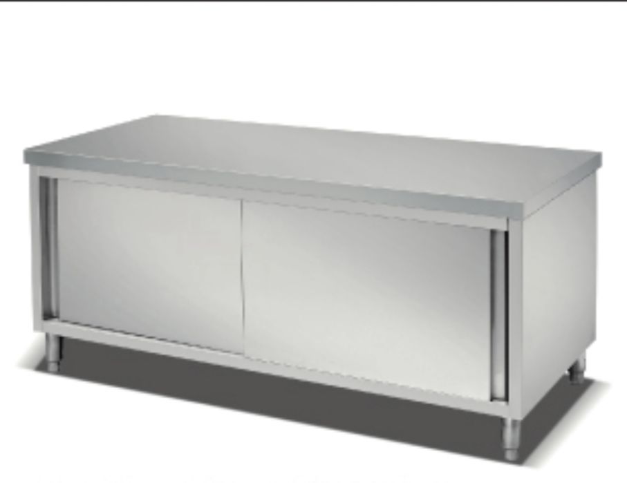 Маса работна неръждавейка с вратички и среден плот РАЗМЕРИ