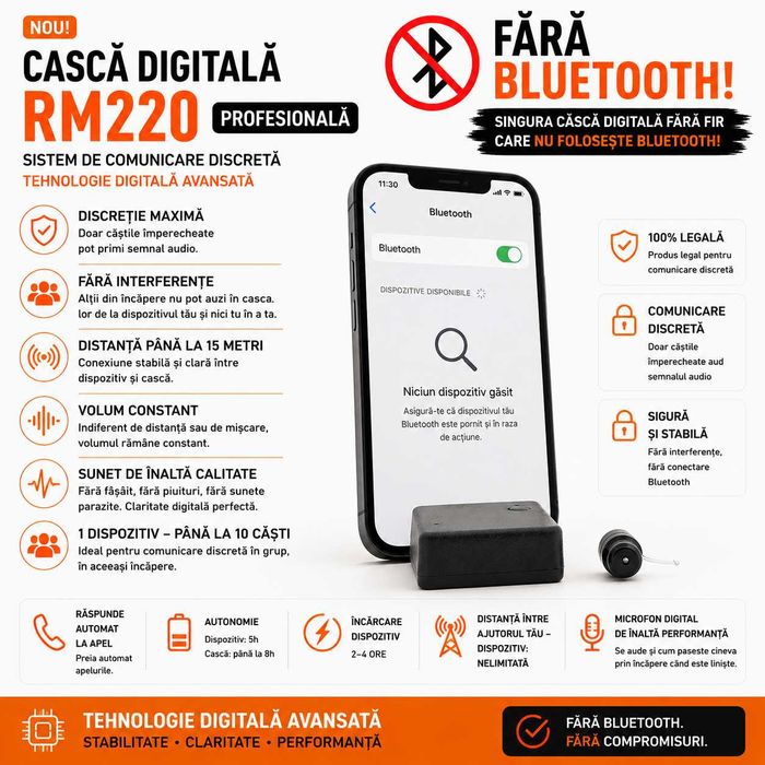Casca Digitala de copiat - Fara Bluetooth, nu se vede in ureche
