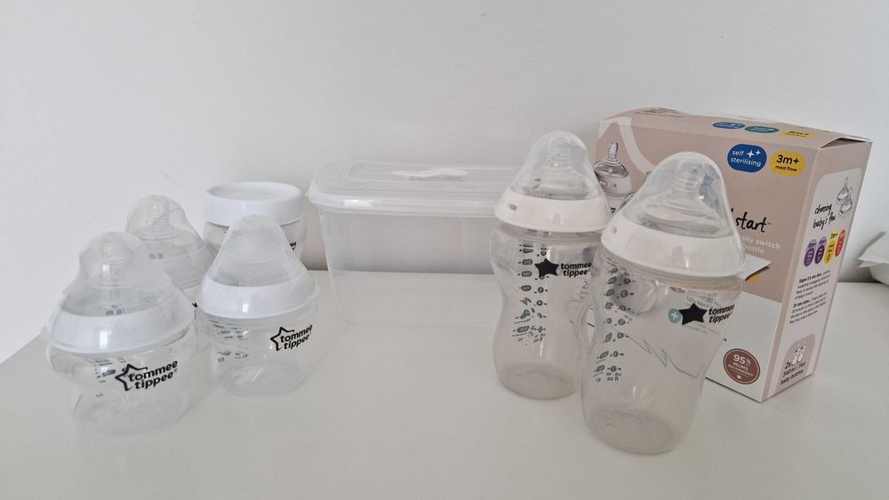 Tommee tippee шишета с биберони и стерилизатор за микровълнова