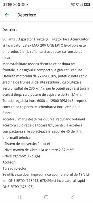 Suflanta/aspirator frunze cu tocator ( cu baterii incluse )- Produs cu garantie activa