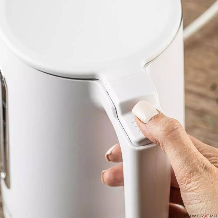 Fierbator electric, fabricat din otel inoxidabil, baza rotativa, alb,