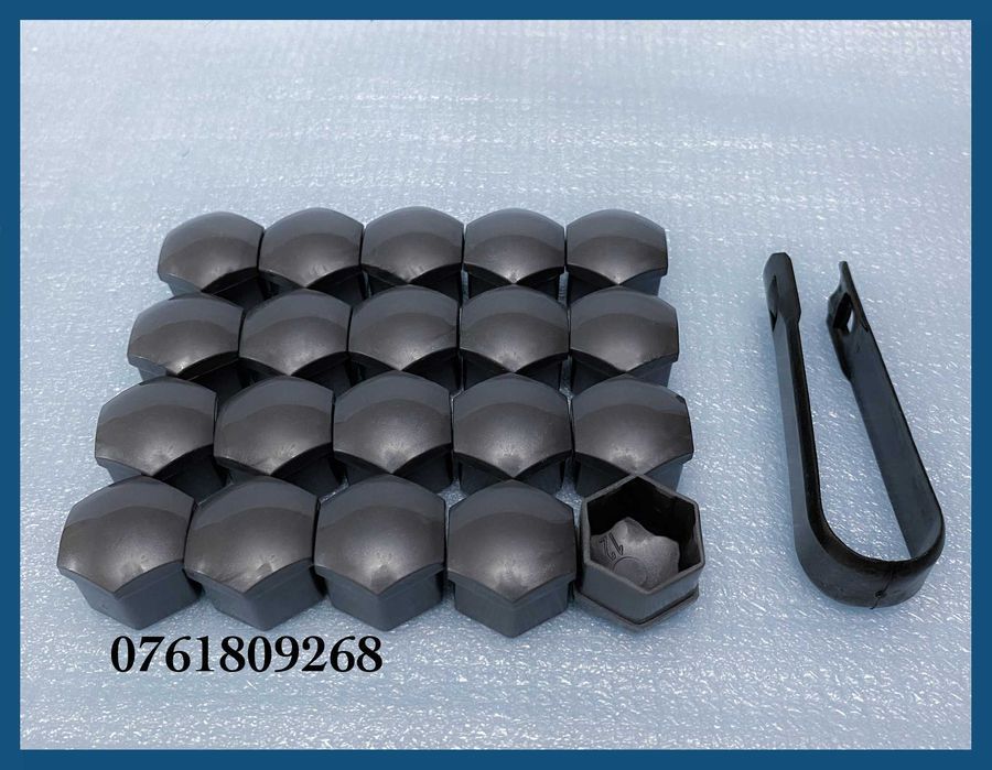 Set capace / capacele rotunde negre / gri / crom prezoane de 17 / 19mm