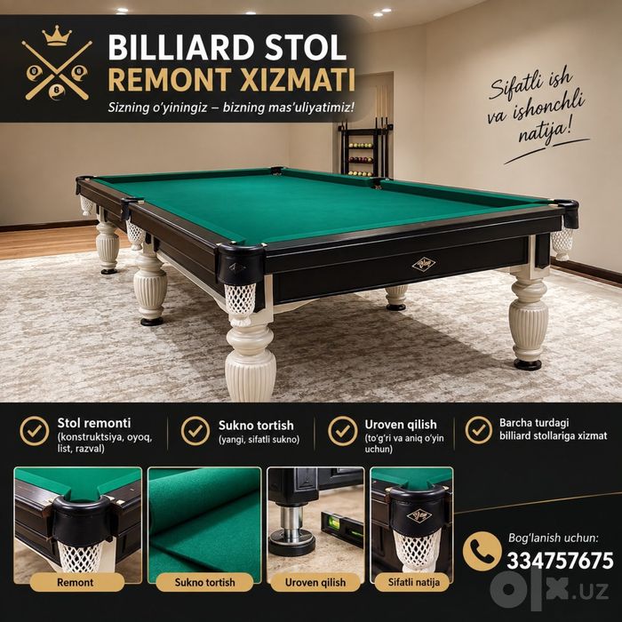 Bilyard stol бильярд стол Billard stol remotn qilamz