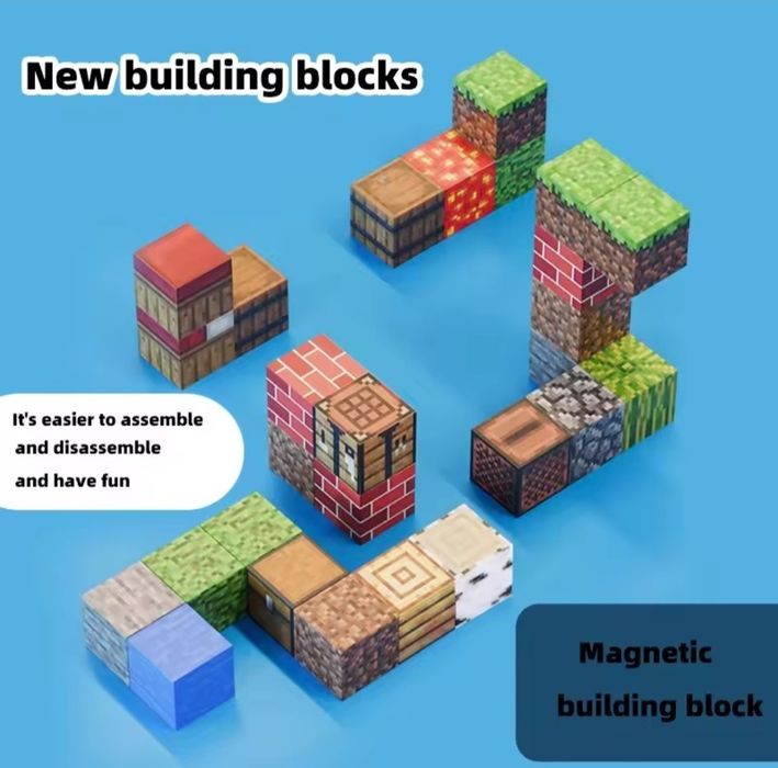 Магнитни строителни кубчета за Minecraft 100 бр.
