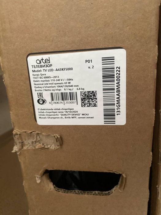 Artel televizor garantiyali