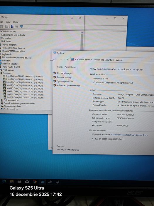 Vând calculator Gaming Intel core i7 2600 Quad core 3400mhz 8 thread-u