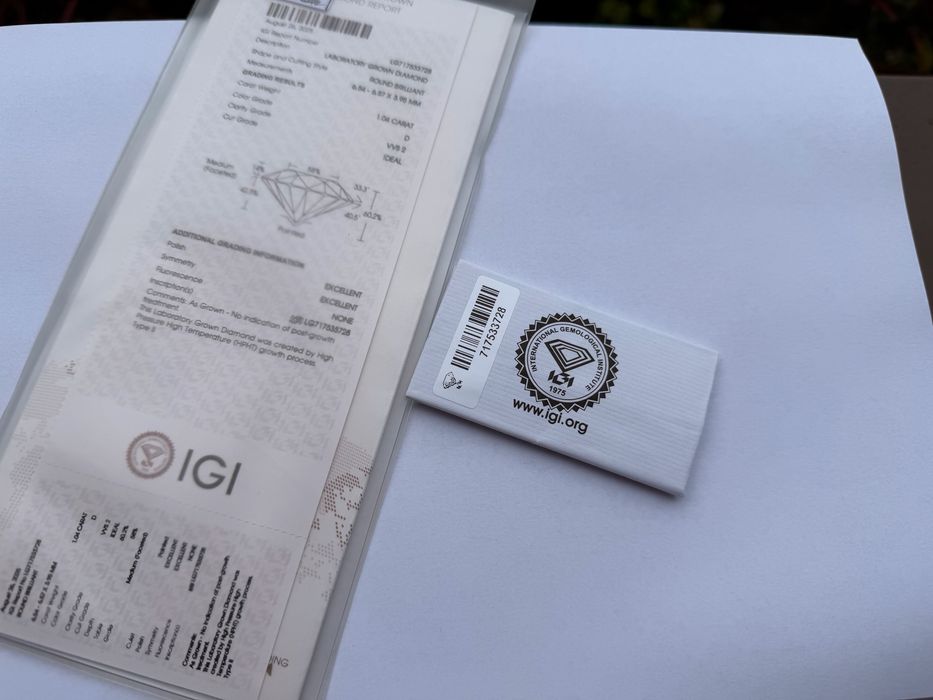 Diamant 1,04 carate Culoare D Claritate VVS2 certificat IGI
