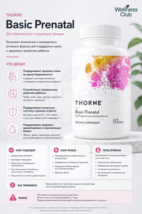 Thorne Basic Prenatal — витамины для беременных и кормящих