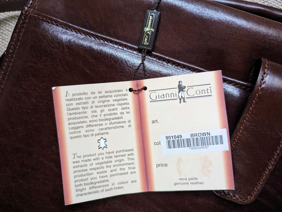 Geantă din piele naturală Gianni Conti, bărbați, nouă și nefolosită
